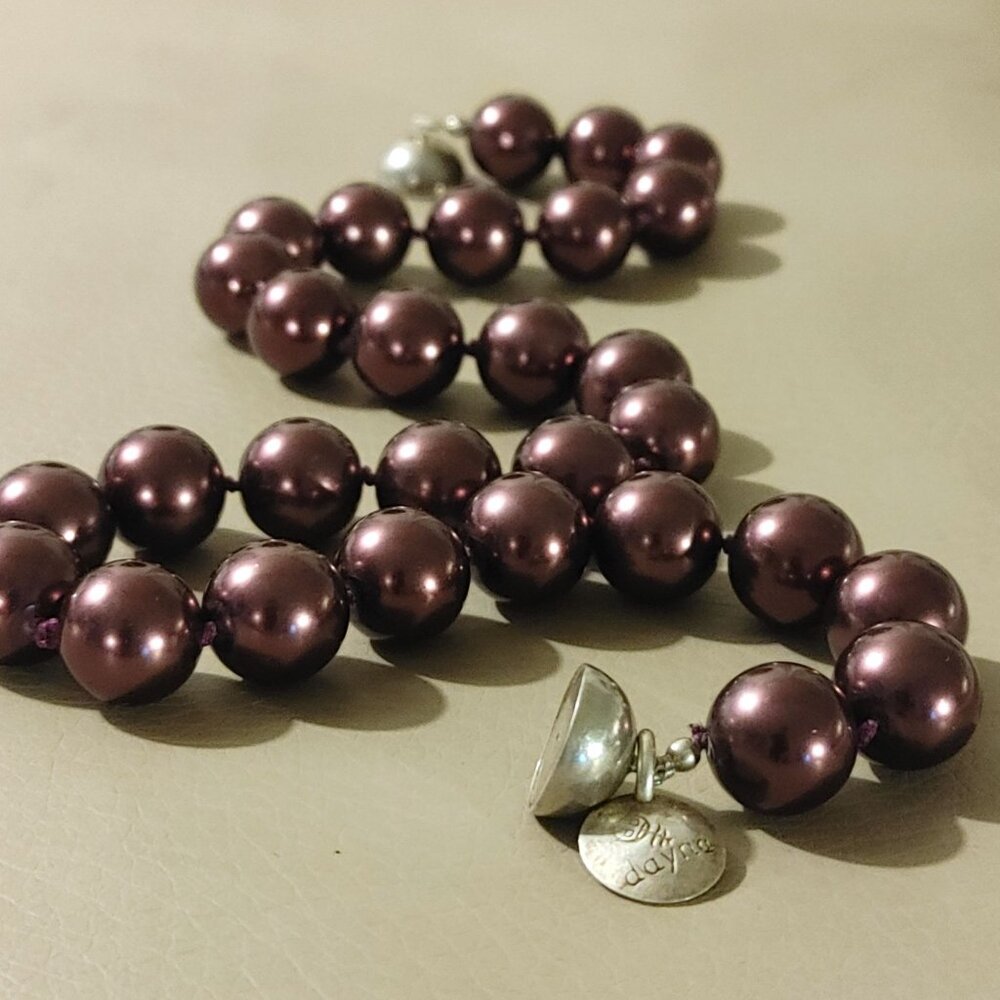 Roycroft Dayna Large Necklace Purple Round Beads Fine Silver Stamped